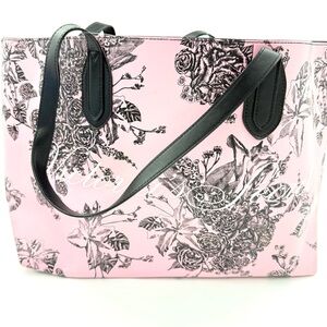 NWT Victoria's Secret Limited Edition Faux Leather pink & black floral tote bag